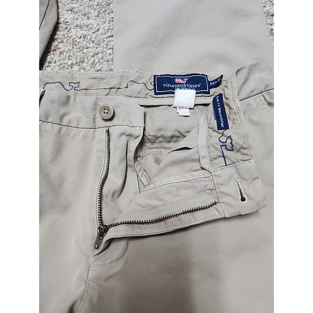 Vineyard Vines Slim Fit Breaker Pants Men's 34x32 Beige‎ Chino Casual Preppy